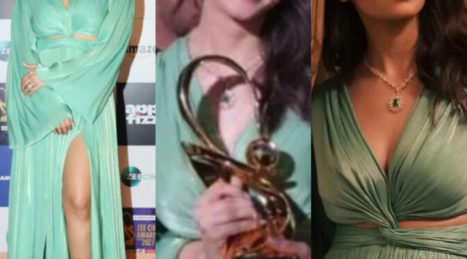 Alia bhatt in a green dress at Zee Cine awards 2023.