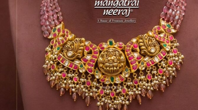 Lakshmi kundan necklace with tourmaline beads!