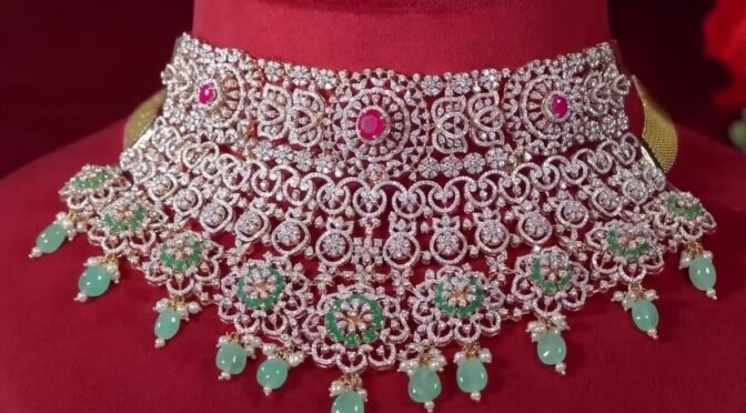 Diamond Emerald necklace by Srikrishna jewellers!