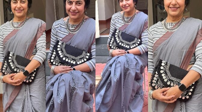 Suhasini Maniratnam in a cotton saree at The Great Indian Kitchen press meet!