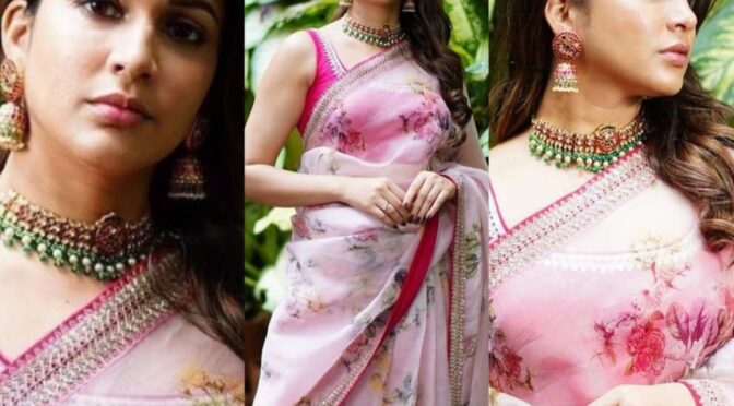 Lavanya tripathi looks pretty in an organza saree!
