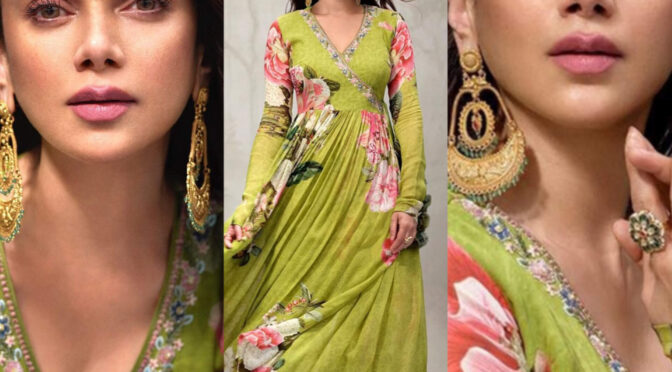 Aditirao Hydari in a green floral print sharara suit by Kalista