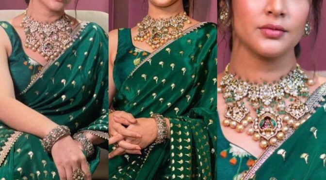 Lavanya Tripathi looks pretty in a green silk saree!