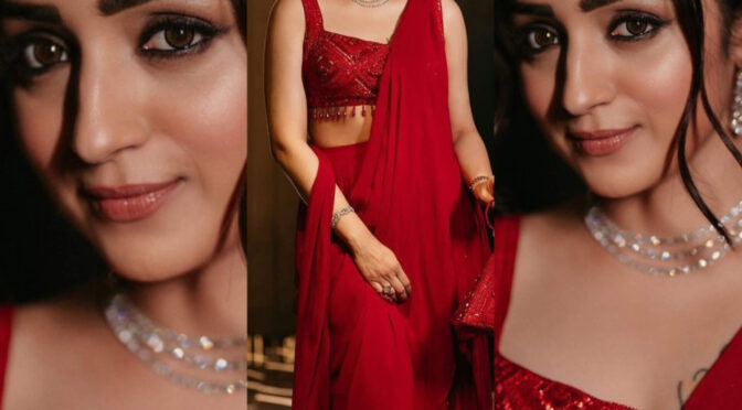 Trisha Krishnan looks pretty in a Red Saree for PS 2 Promotions!