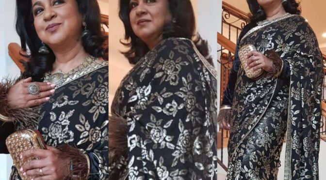 Radhika sarathkumar looks pretty in a black saree!