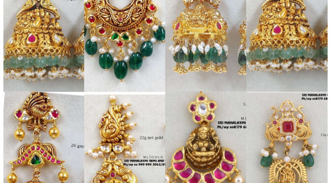 25 Latest Gold ear rings designs by MLJ Mahalakshmi gems and jewellers!