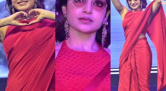 Samantha Ruth Prabhu stuns in red saree at Kushi Music Concert!
