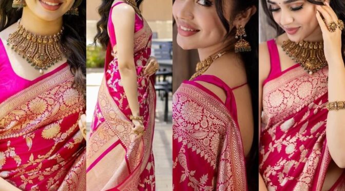 Krithi shetty looks pretty in a banarasi silk saree at Jewellery Store Launch!