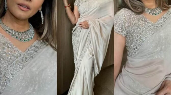 Namrata Shirodkar looks pretty in a designer saree by Viranica!