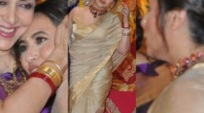 Rani mukharjee in a gold silk saree at Durga pooja event 2023!