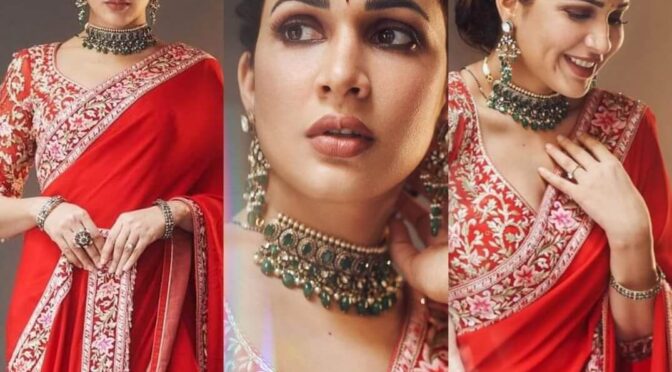 Lavanya Tripathi looks pretty in a red saree!