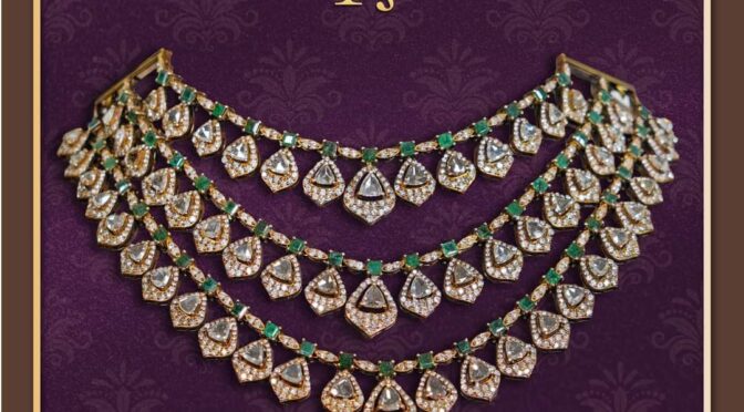 Three layered polki diamond necklace!