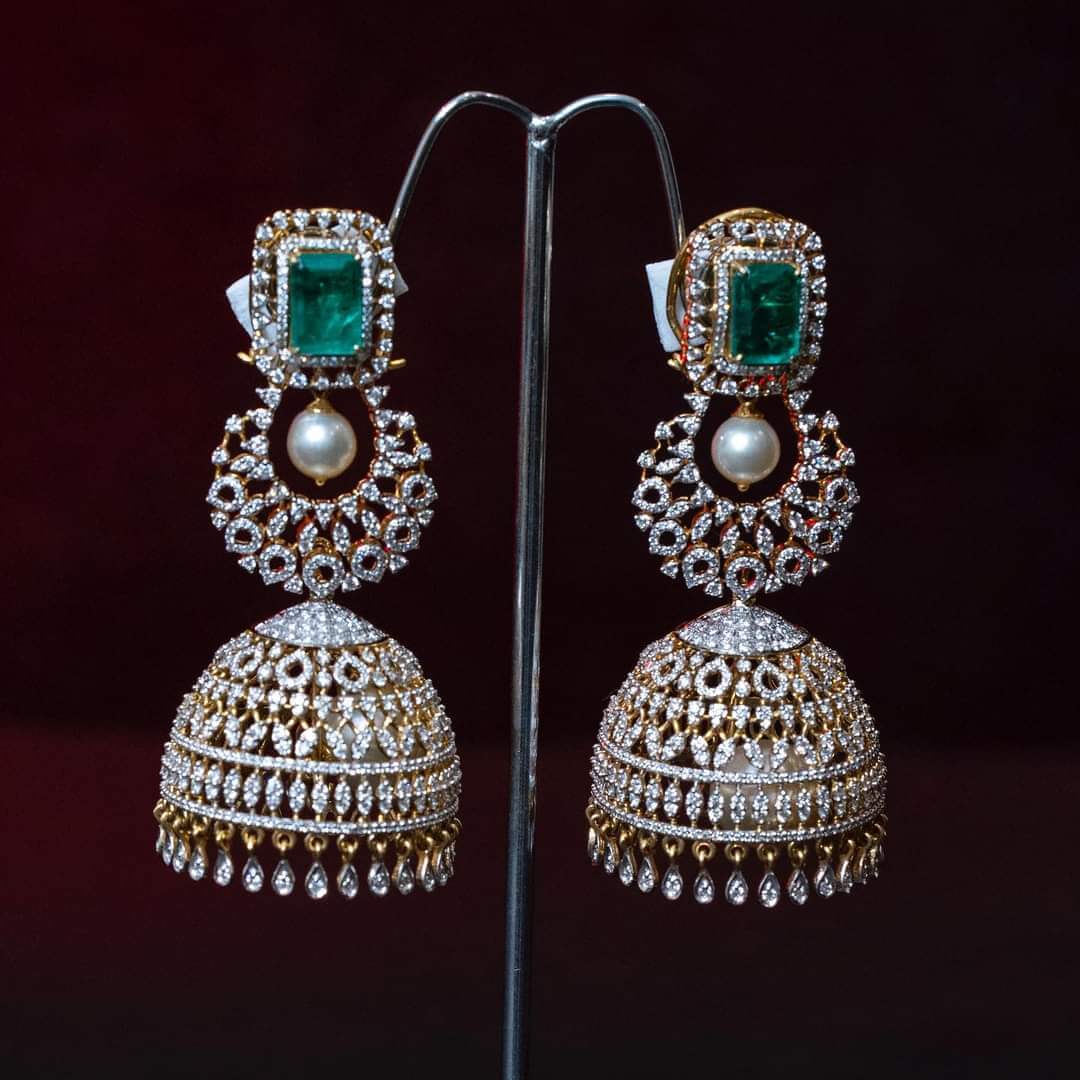Diamond emerald heavy Jhumkhas! | Fashionworldhub