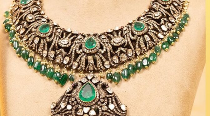Victorian Diamond emerald necklace!