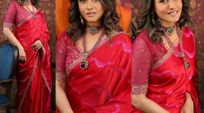 Namrata shirodkar looks pretty in a red saree!