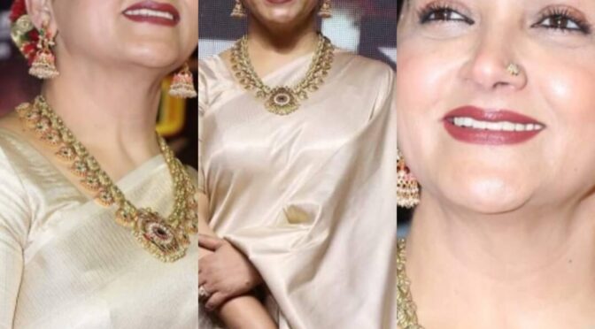 Khushbu looks pretty in a gold silk saree at BAAK pre release event!